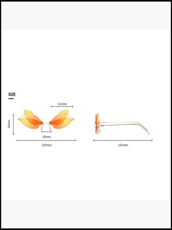 Dragonfly Wing Shape Frameless Sunglasses Polarized UV400 Lenses main image 6